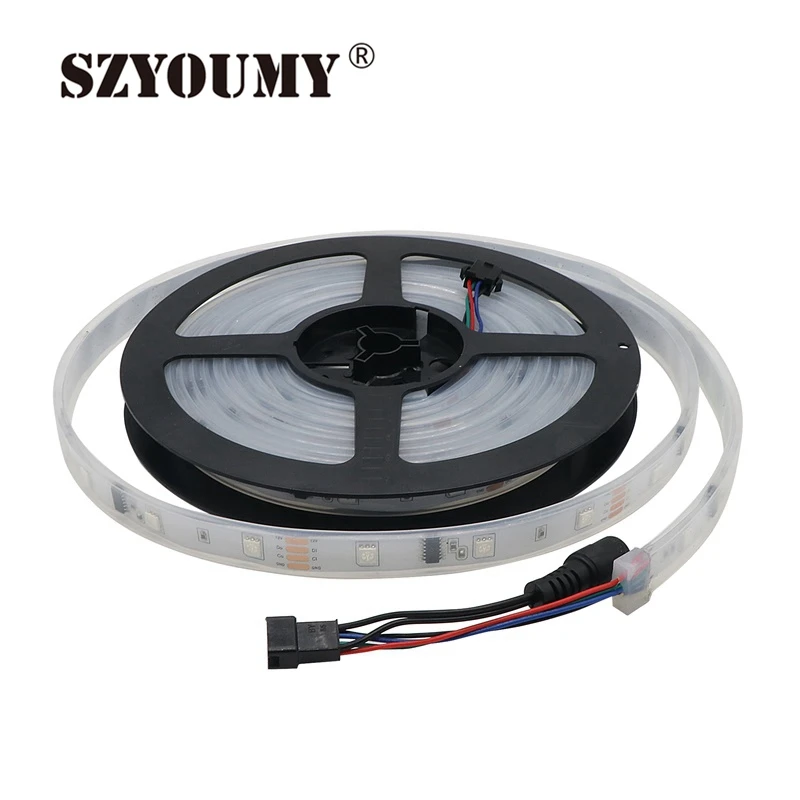 

Светодиодная лента SZYSOUMY RGB dream magic 5050 SMD, 12 В постоянного тока, 6803 ИС, IP67 трубчатая Светодиодная лента, 133 светодиодов, гибсветильник + Программи...
