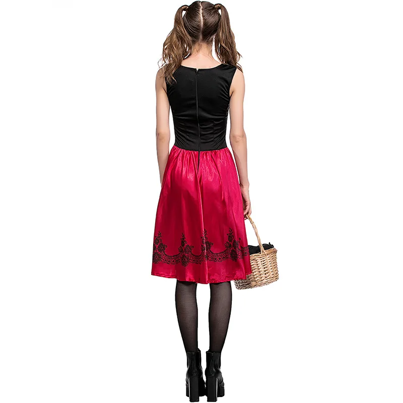 

Little Red Riding Hood Costume Adult Women Halloween Party Cosplay costume High Quality Dress + cloak Stage performance suit