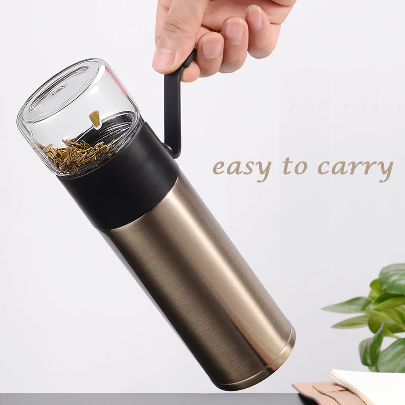 Thermos Bottle Vacuum Mug Insulated Stainless Steel Multifunction Creative Glass Tea Cup and Filter Man Gift Office | Дом и сад