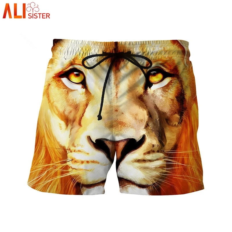 

Alisister Shark Print Men's Shorts Summer 3d Animal Beach Shorts Black Loose Men Trunks Sea Boardshorts Bermuda Masculina