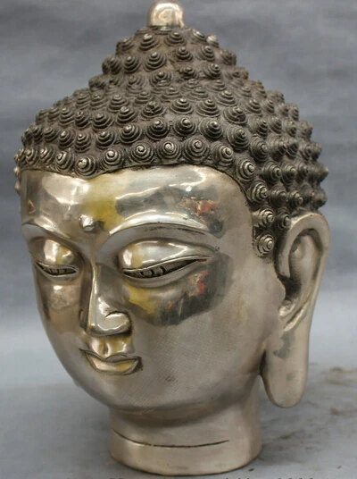 free shipping 12 Tibet Tibetan Silver Buddhism Fo Shakyamuni Sakyamuni Buddha Head Statue | Дом и сад