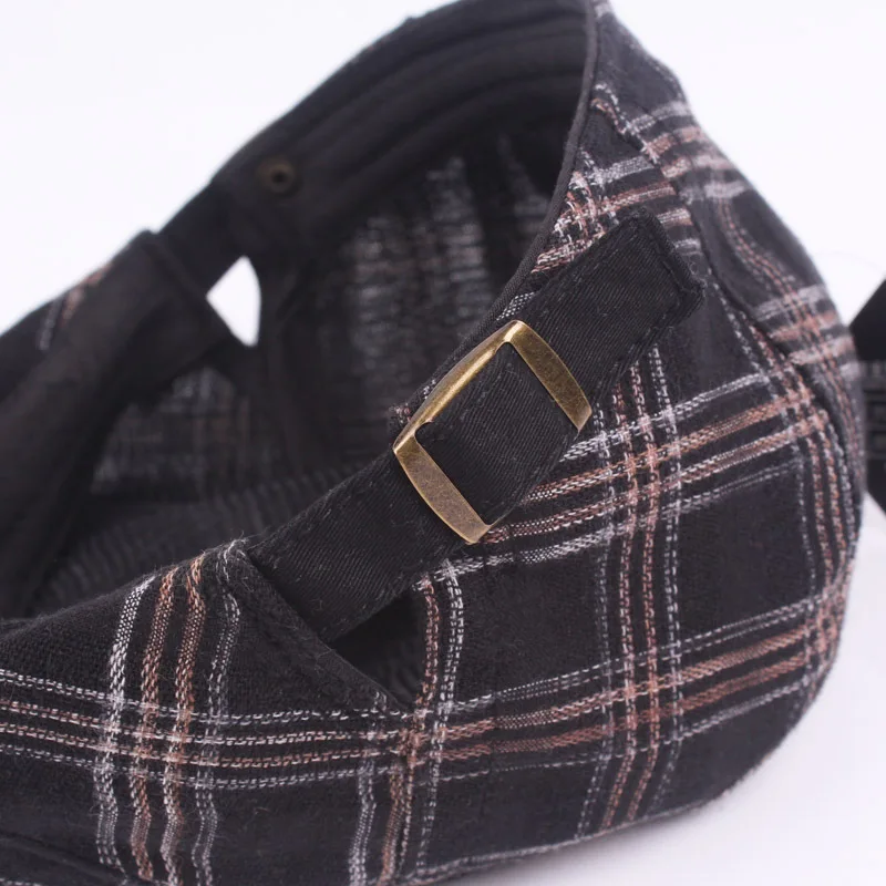 

XIANJIE023 New Plaid Spring Men Casual Beret Hats Women Western Style Duckbill Cotton Beret Caps for Sport