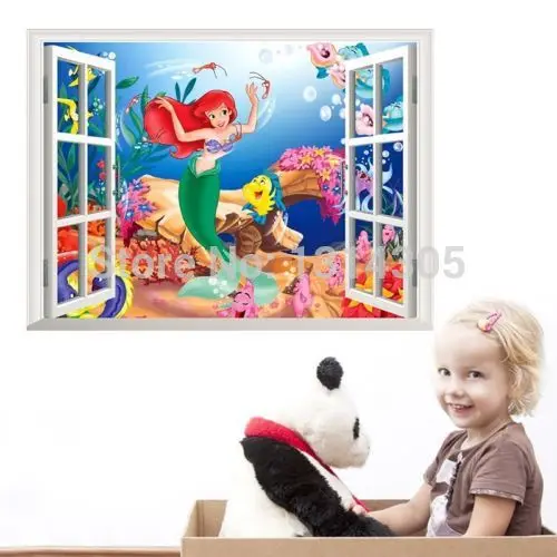 Виниловая наклейка на стену с изображением милой принцессы Ариэль|vinyl bikini|vinyl