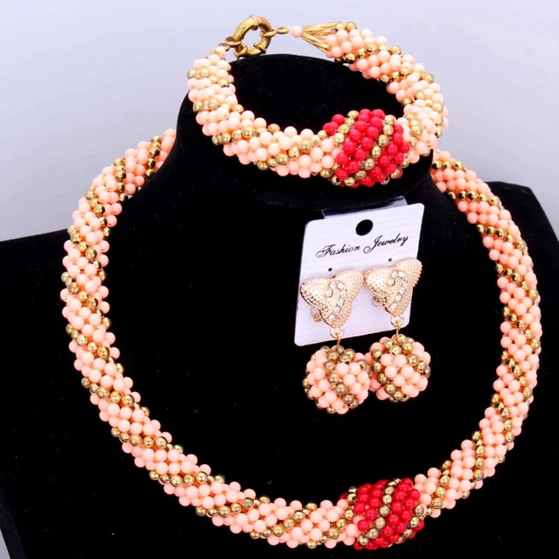 4 ujewelry африканские бусы комплект ювелирных изделий 2017 нигерийской свадьбы