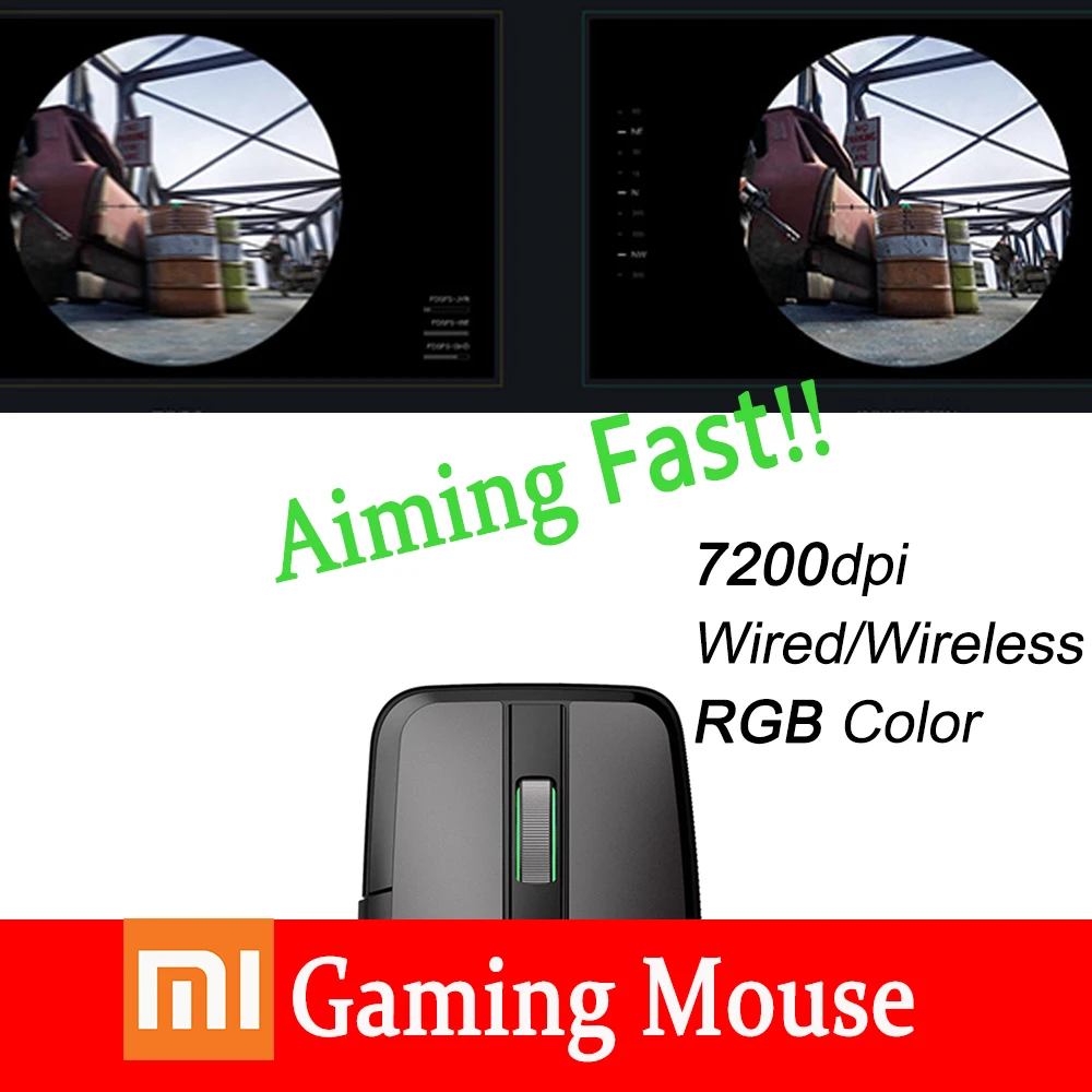 Xiaomi mi Ga mi ng мышь Проводная/Беспроводная 7200 dpi двухрежимный переключатель шесть программируемых кнопок программируемые RGB цветные огни