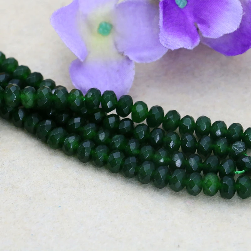 

Hot 4x6mm Faceted green chalcedony abacus shaped loose beads 15" DIY fit women jewelry making gift