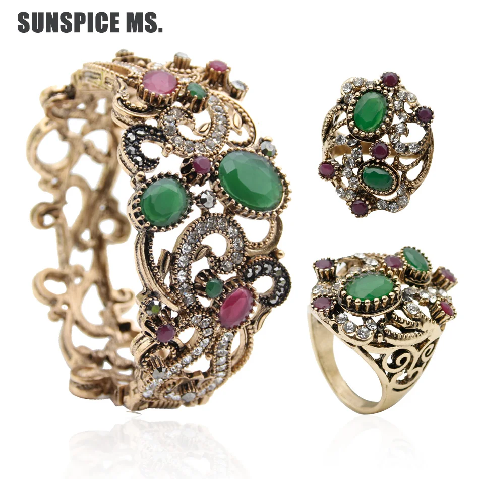 Женский винтажный браслет из смолы с цветком и манжеты в этническом стиле|jewelry