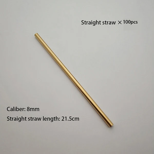 Gold Straight Горячая 100 шт многоразовый металлический соломинка высокого качества 304 из нержавеющей стали Drinking0 тюбик для очищающего средства щетка пищевой сочный вечерние набор - Цвет: Gold Straight