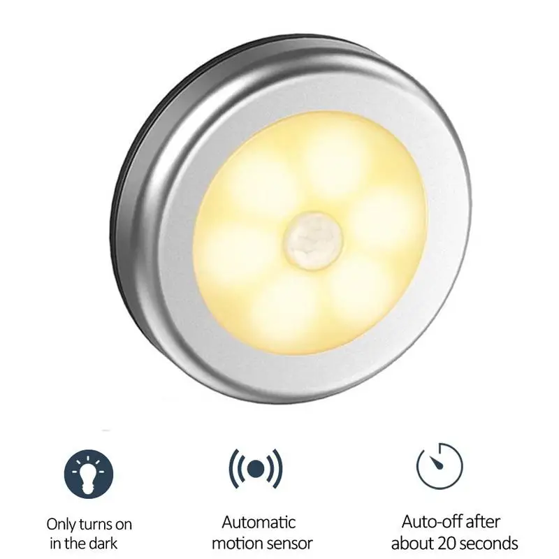 6 LED датчик движения Ночной свет авто вкл/выкл беспроводной шкаф инфракрасный