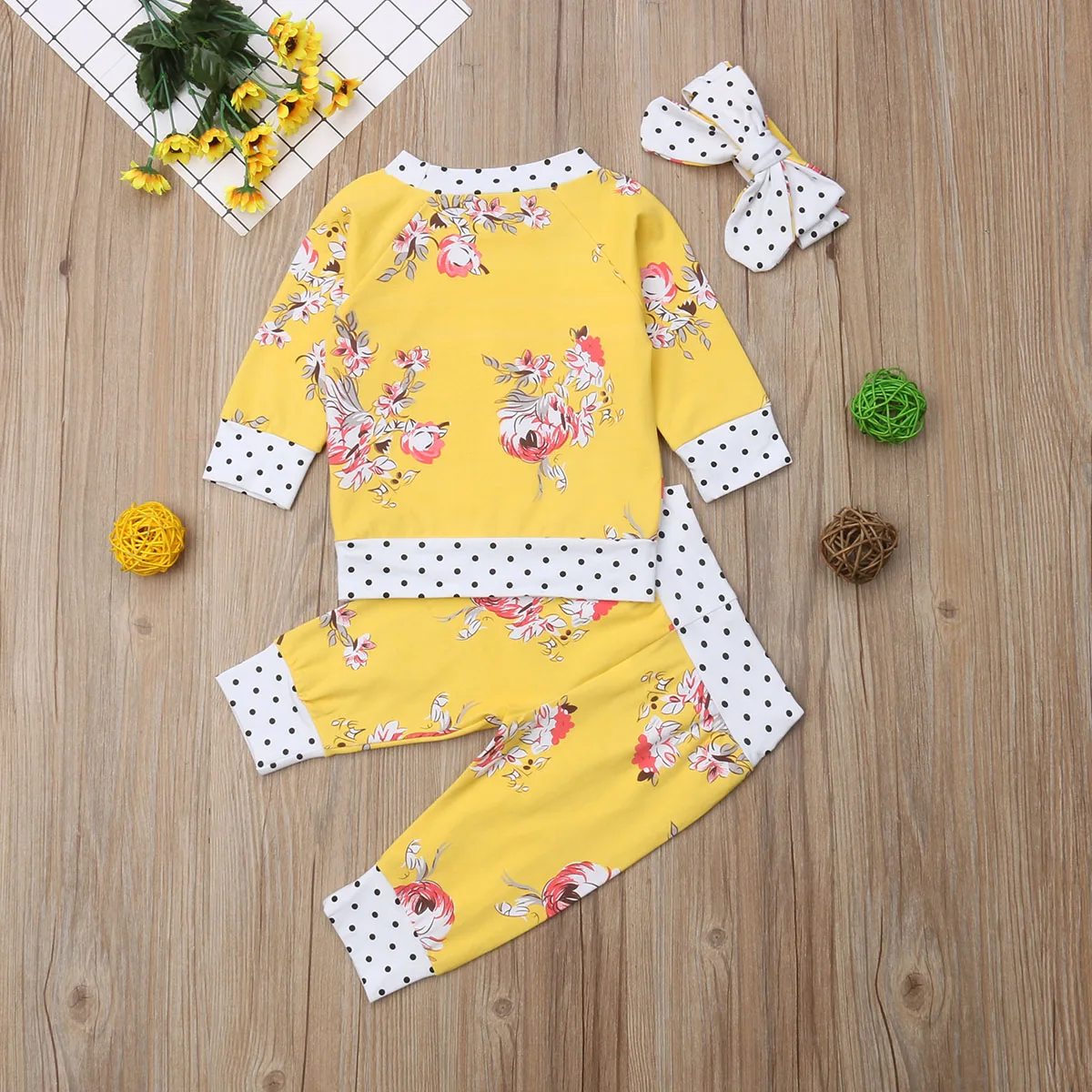 Emmababy 2018 одежда для малышей с цветочным рисунком девочек топы и Толстовка Брюки