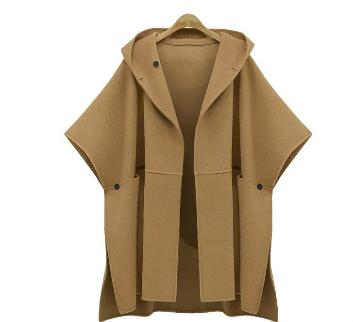 Женская одежда 5xl Европейский костюм накидка шерстяное Свободное пальто зимняя