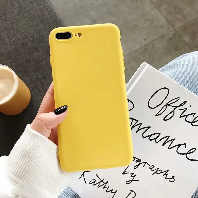 Милые простые однотонный яркий цвет телефон чехол для iPhone 6 6s 7 8 плюс Мягкие