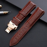 genuine leather bracelet lizard leather watchband round grain wristwatches band watch strap 12 14 16 18 20 22mm butterfly clasp