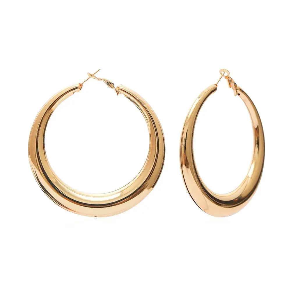 8Seasons New Fashion Gold Minimalist Thick Round Hoops Earrings For Women Wedding Party Club Punk Style Jewelry 1 Pair | Украшения и