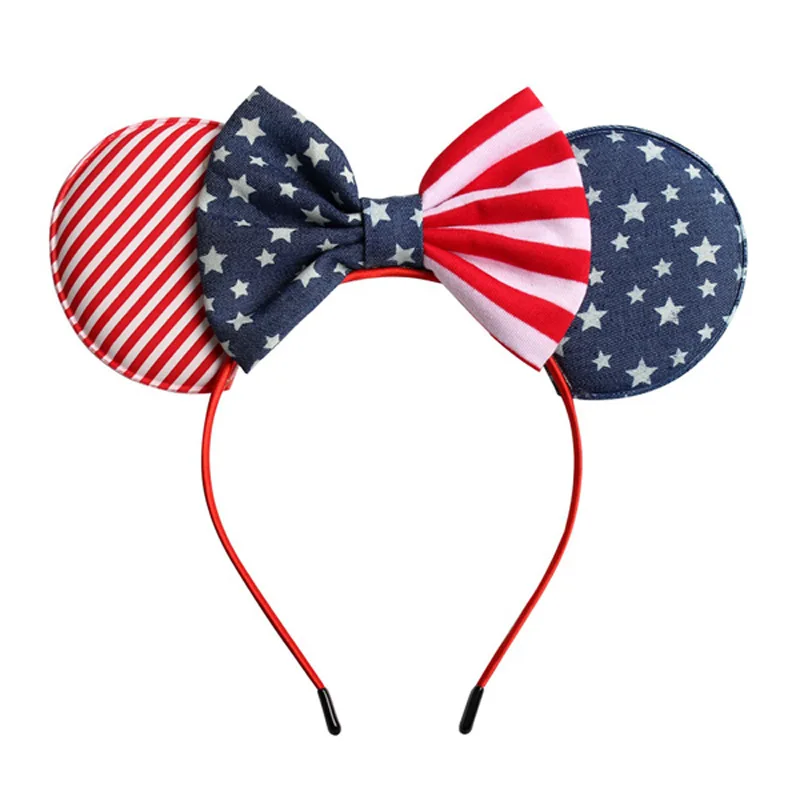 Mickey Ears Headband Minnie for Women Independence Day Hair Bow Mouse American Flag Girls Accessories | Детская одежда и обувь