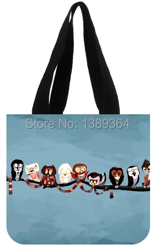 Personalized high-quality cotton canvas tote bag cute owls in line shopping (2 side) | Багаж и сумки