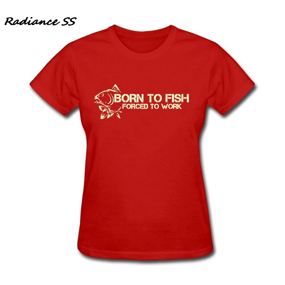 Женская стрейчевая футболка с коротким рукавом Born to Fish женская на заказ 2019|women t