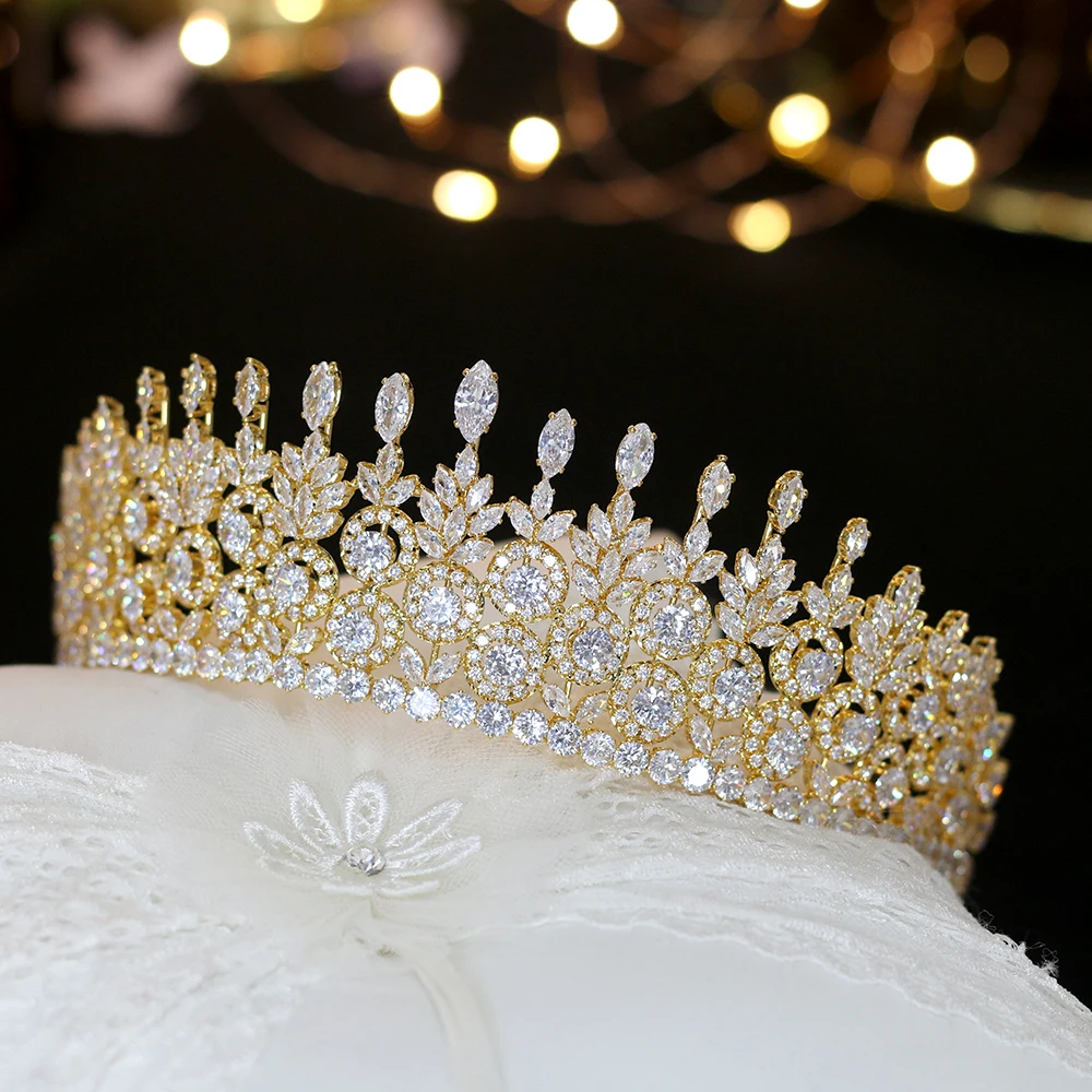 Аксессуары для свадебной короны Lujo CZ para el cabello Joyeria de boda Tocado Novia Corona femenina Conjunto diseno |