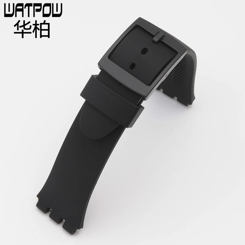 19 мм высокое качество силиконовые белые черные часы с для swatch Мужские ремешок +