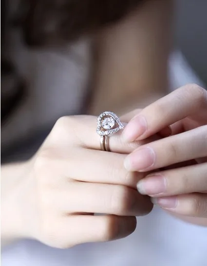 Дизайнерское кольцо 1CT с бриллиантами в форме сердца для помолвки оптовая