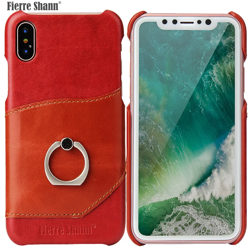 Красный Fierre Шенн бренд рыцарь натуральной коровьей кожи чехол для iPhone X с карты