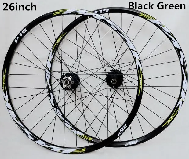 PASAK MTB горный велосипед спереди 2 сзади 4 герметичные подшипники сплава ступицы колеса колесные диски - Цвет: 26inch black green