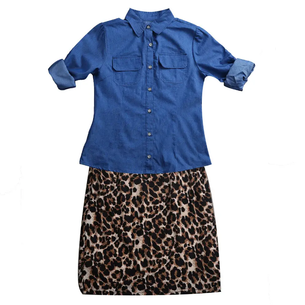 Одинаковые комплекты для семьи 2017 г. Новая популярная джинсовая рубашка +