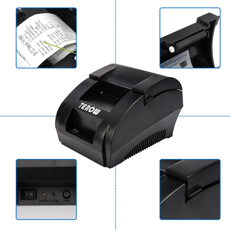 Термальный принтер TEROW 5890K Port able Mini 58 мм POS для чеков с USB портом коммерческих