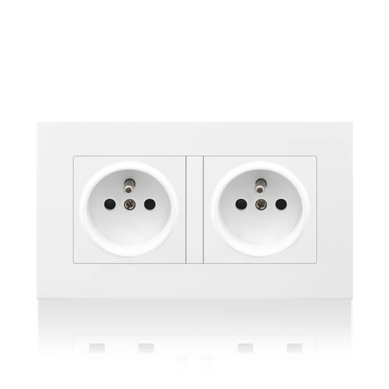 White SRAN французский настенная розетка с защитным контактом 146*86 мм Высокое качество аксессуары для украшения дома 2-разъем - Тип: White