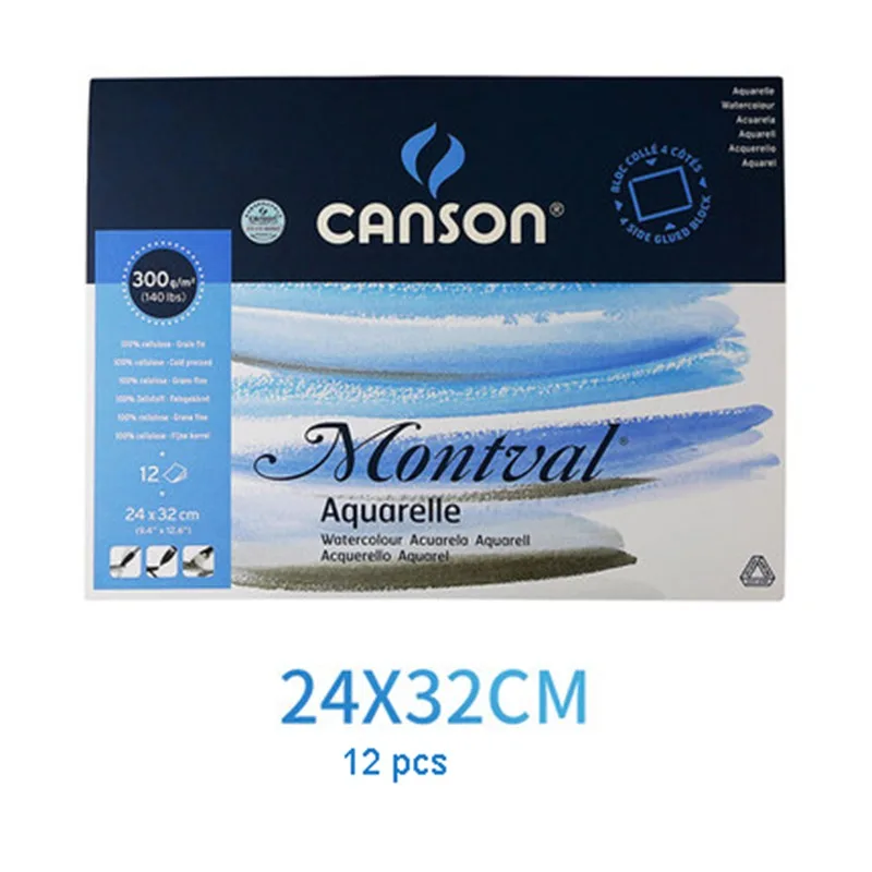 Canson 300 г/м2 Акварельная бумага для рисования акварелью 8 к/16 к/32 к 20 листов ручная краска ed краски акварельные блокноты товары для рукоделия - Габаритные размеры: 24x32cm 12 sheet