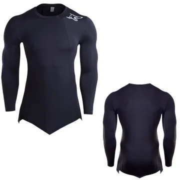 M1861 Black shirt Быстросохнущие мужские комплекты для бега, Компрессионные спортивные костюмы, баскетбольные колготки, одежда для спортзала, фитнеса, бега, спортивная одежда, шорты для спортзала, футболка - Цвет: M1861 Black shirt