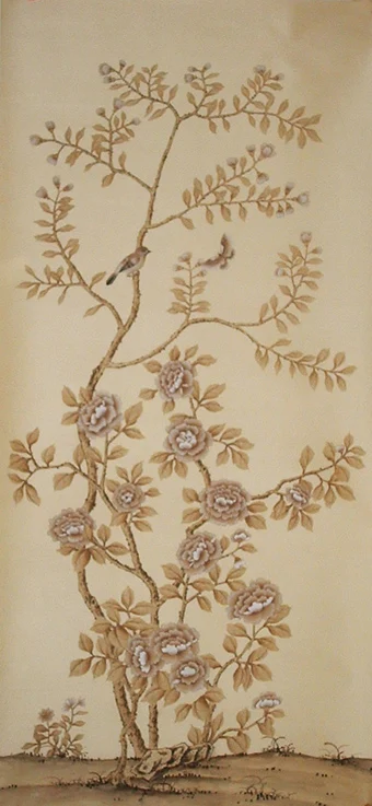 Классический стиль элегантные шелковые обои с ручной росписью цветы птицами