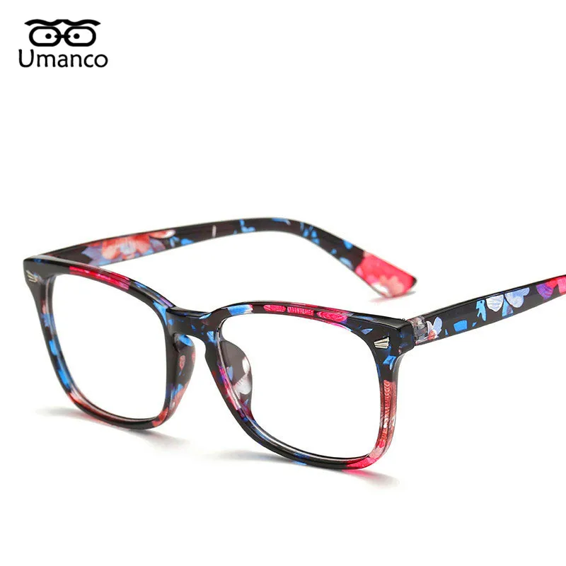 

Umanco 2021 New Nine Styles Colorful Oversized Plain Glasses For Women Men Literary Retro Clear Street Accessories Gifts
