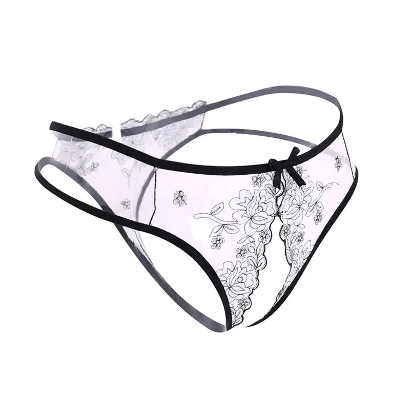 Нижнее белье женское прозрачные кружевные стринги с вышивкой|lace transparent
