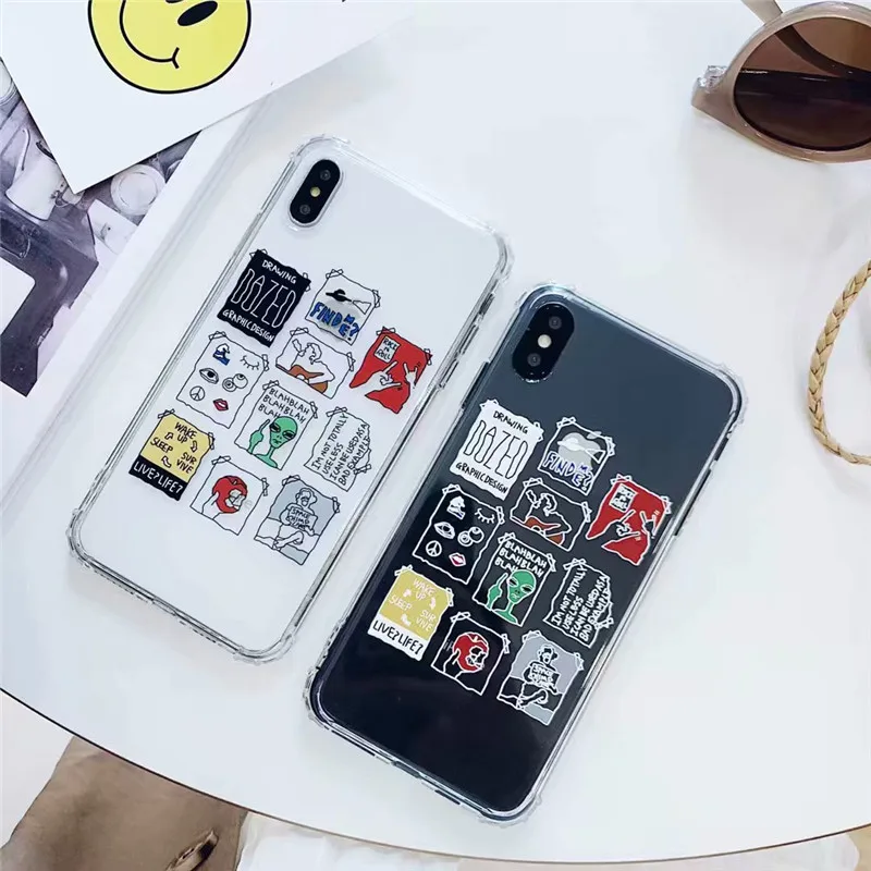 Креативный узор задняя крышка чехлы для телефонов iPhone 8 7 6 6s Plus прозрачный мягкий