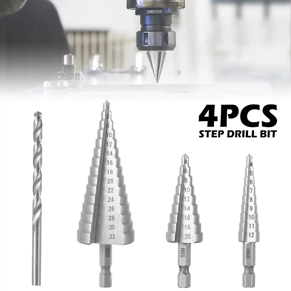 Комплект из 4 предметов Коническое сверло набор дыра резак метрических на