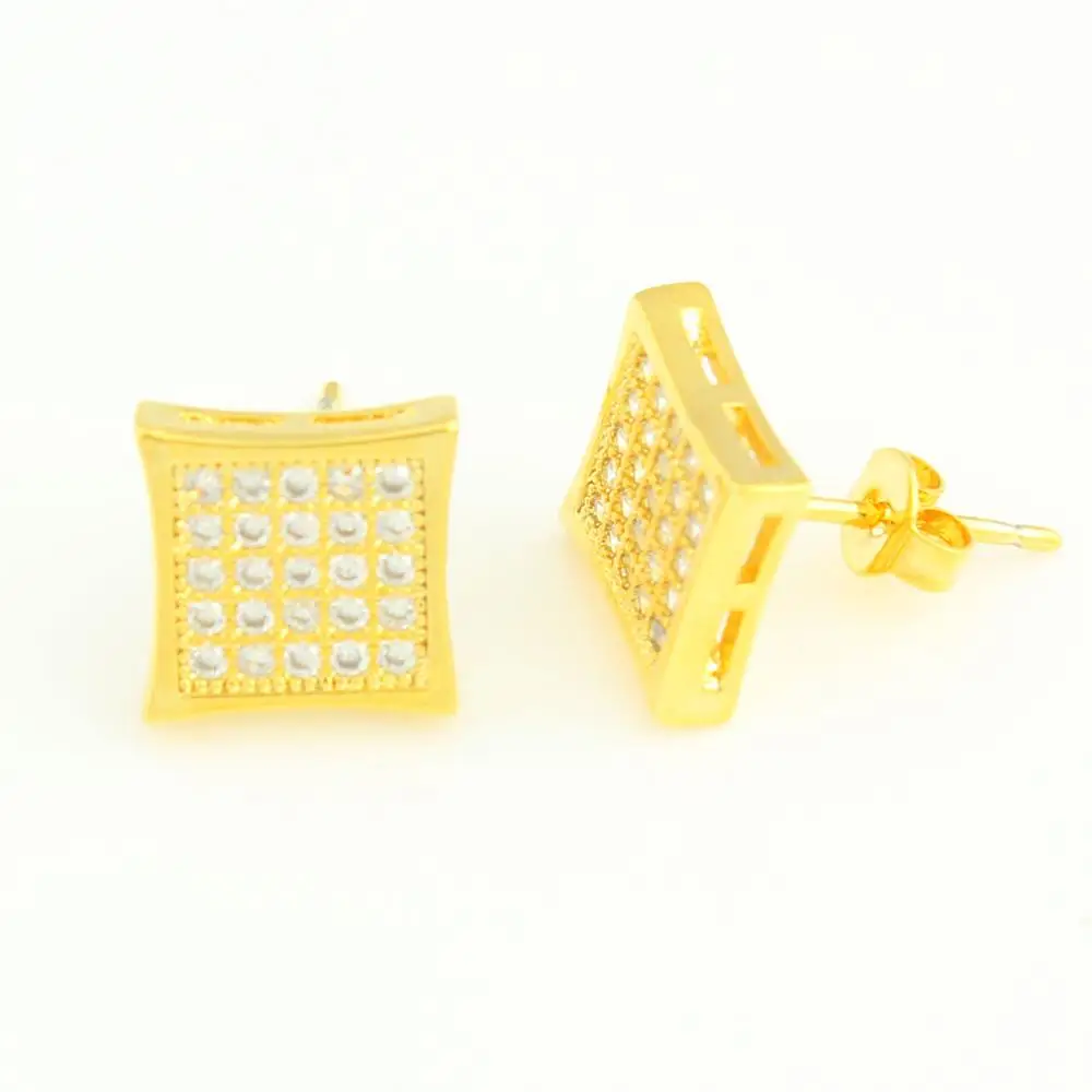 Модные ювелирные изделия Adixyn квадратные серьги гвоздики золотого цвета с