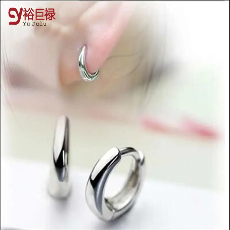

925 Pure Tremella Nail Hypoallergenic Female Silver Lovely Jewelry Hoop Earring Simple Summer Style Small Smooth