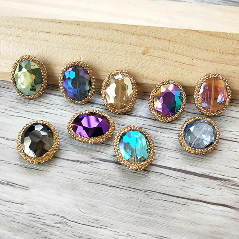 

10Pcs multicolour Faceted Crystal Glass Loose Beads,pave rhinestone Spacer Connector Beads Jewelry Finding BD358