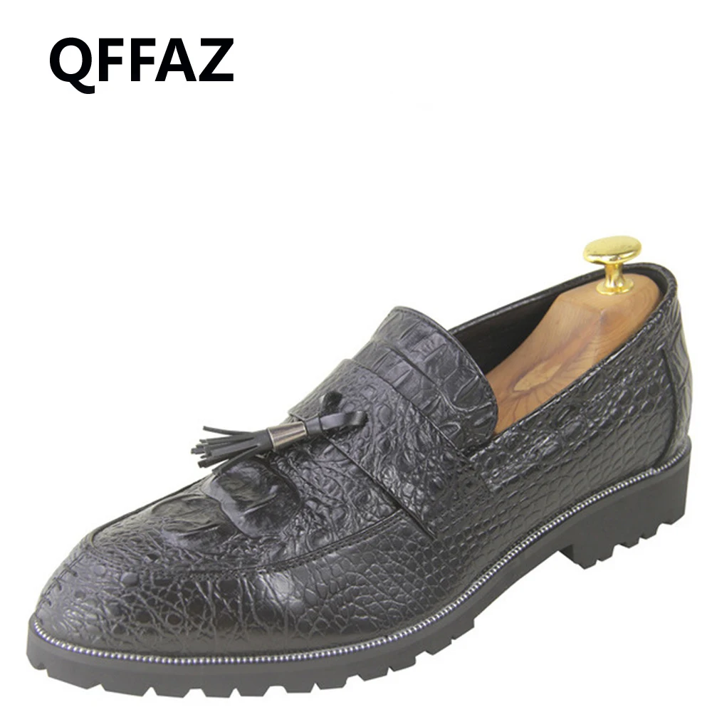 Мужские туфли-оксфорды без шнуровки QFFAZ черные классические кожаные туфли