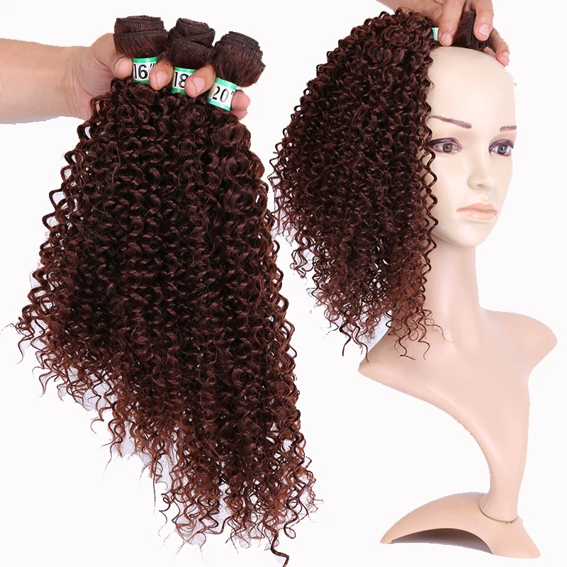 

Synthetic ombre kinky curly hair bundles extensions 3 pieces one pack for one head hair weaving Dream ices