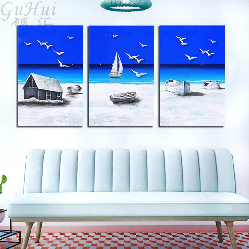 Скандинавский Синий Средиземноморский ландшафт морской шотландский пляж Чайка