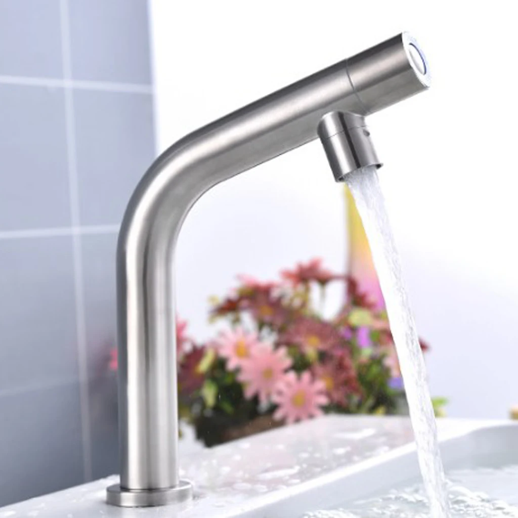 

304 Stainless Steel Basin Faucet Single Cold Water Tap With Sprayer for Bathroom Kitchen Hotel