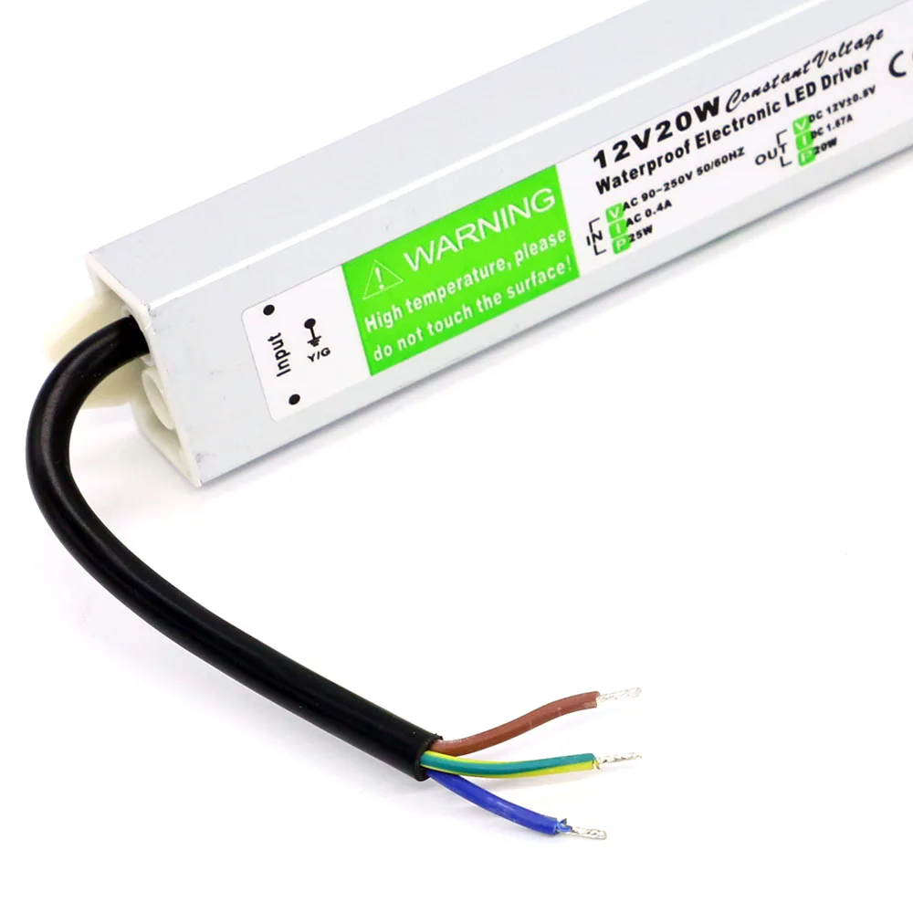 DC 12V Outdoor Waterproof ip67 Power Supply AC 90-250V to 20W Led Driver Constant Voltage for Lights |