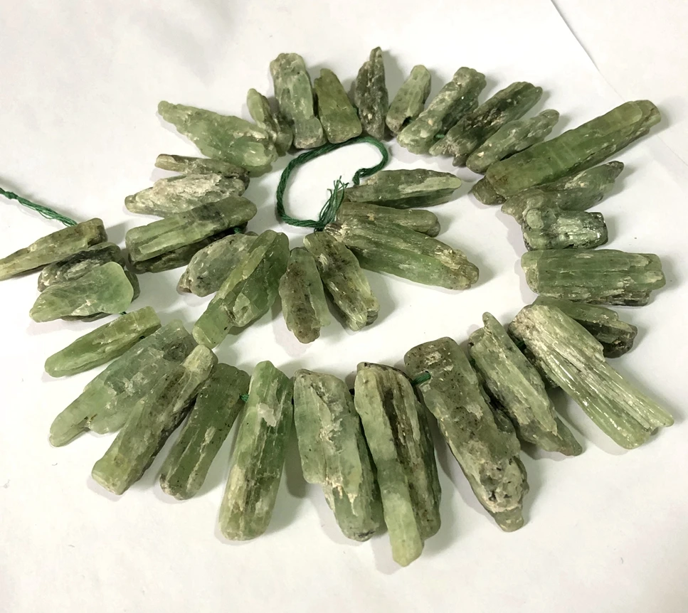 Natural Green Kunzite Long Chip Beads,Raw Kyanite Nugget Beads,Stone Pendant Necklace Bead,Large Strand 15.5"(1000Ct