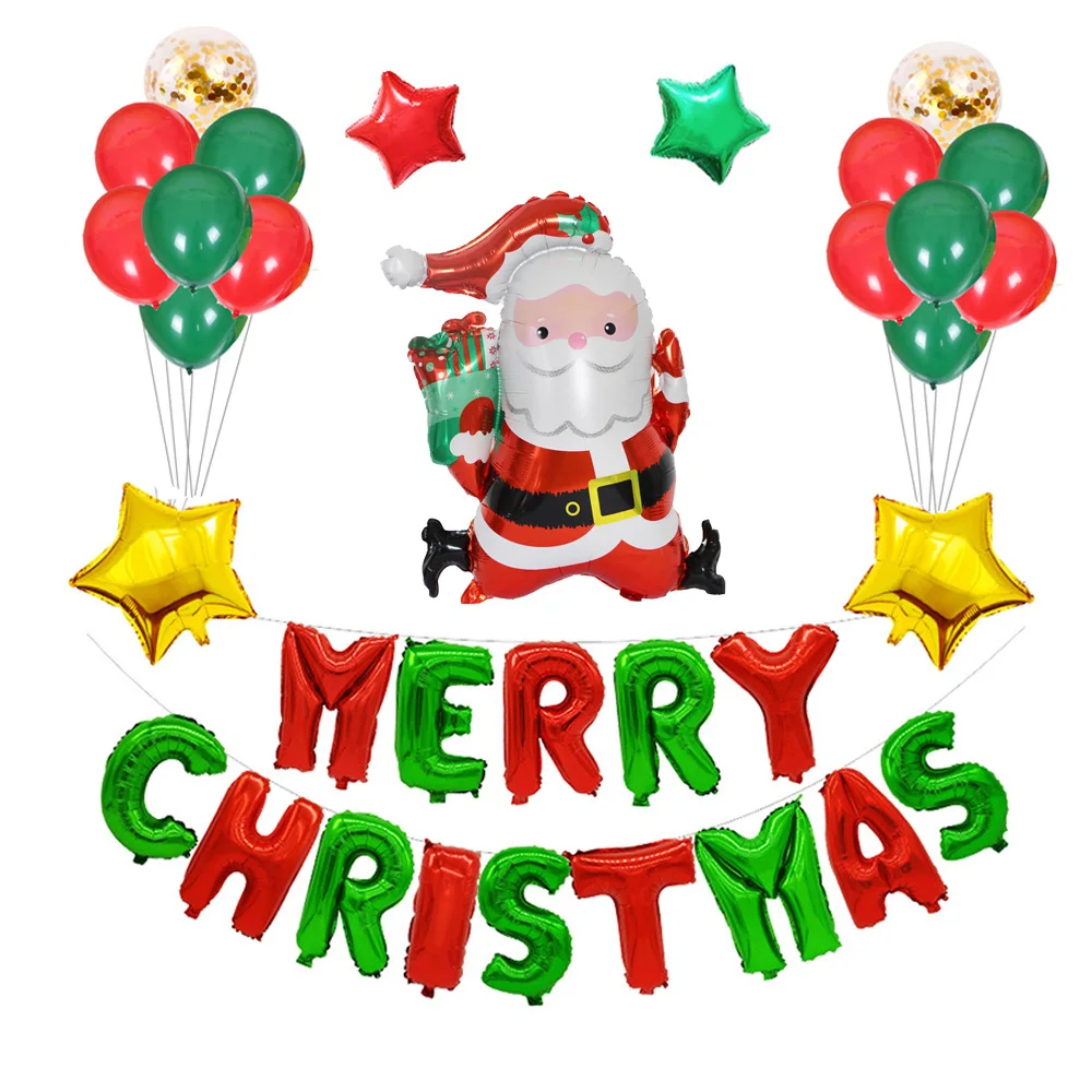 

33pcs/lot Merry Christmas Helium Foil Balloons Set Santa Claus Tree Snowman Theme Xmas Party Decoration Air Globos