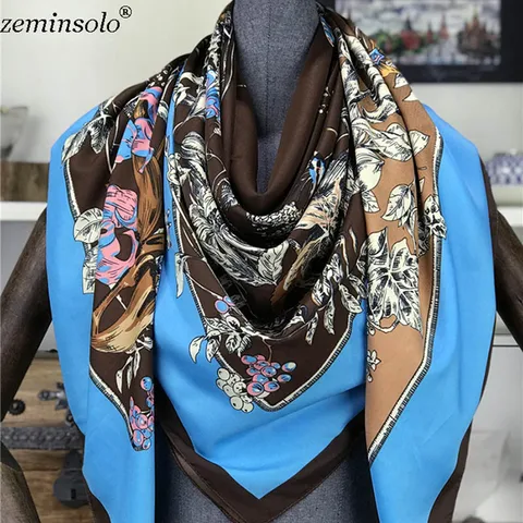 Женский шарф с цветочным принтом, 130x130 см