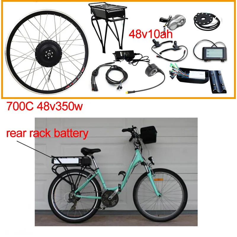 350W 48V10AH R 700C 48 В 350 Вт 500 Вт Электрический велосипед комплект для 2" 26" 700C колесный мотор 48V10AH литиевая батарея Ebike e велосипед комплект для переоборудования электрического велосипеда - Цвет: 350W 48V10AH R 700C