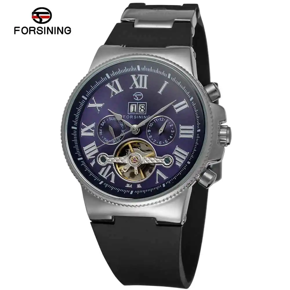 F005604 Forsining Tourbillon Для мужчин S Часы Армия Спорт часы Мужской Топ бренд класса люкс Скелет Часы автоматические механические Для мужчин часы подарок 056 - Цвет: F005604
