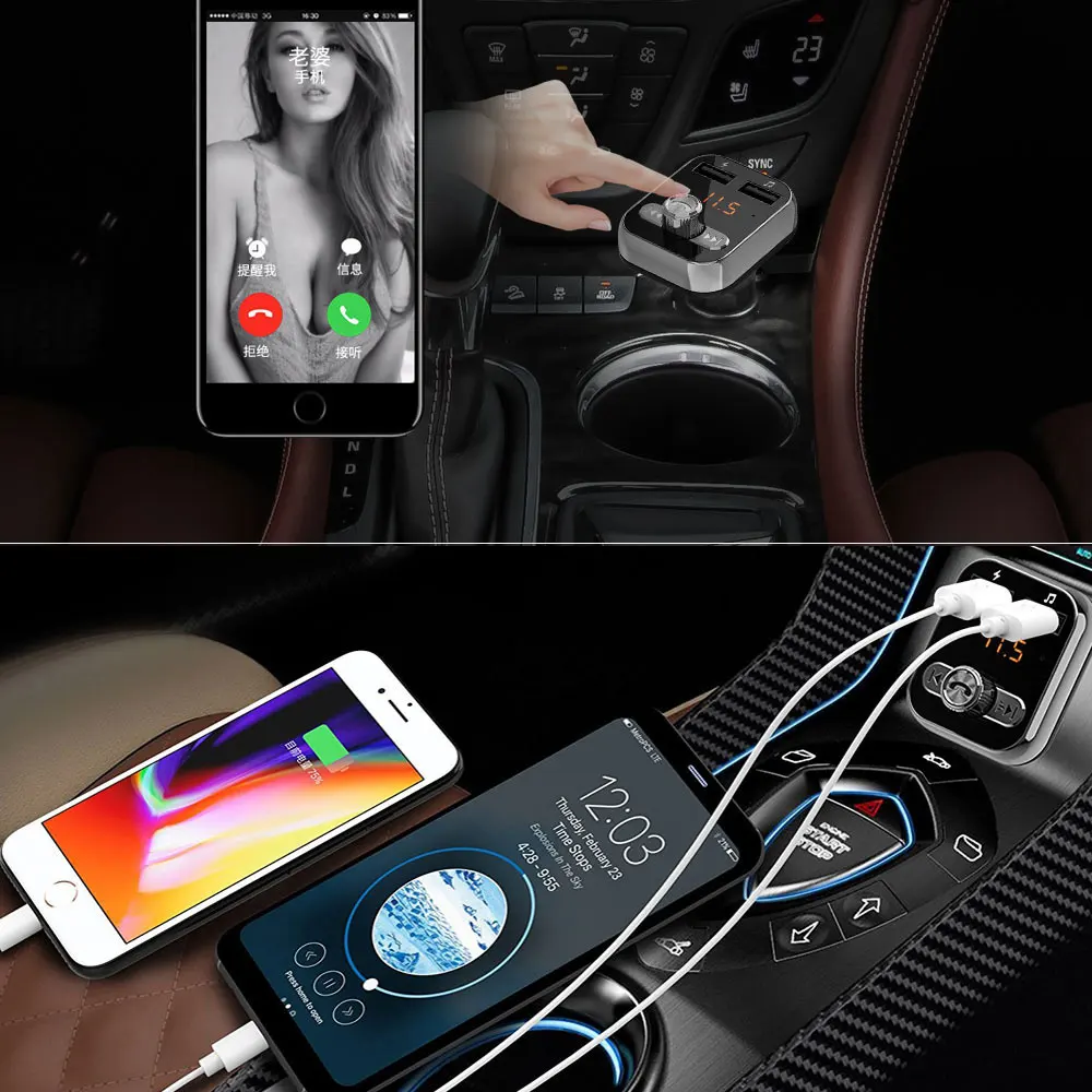 AOSHIKE FM передатчик беспроводной Bluetooth MP3 плеер 3.1A двойной USB зарядное устройство